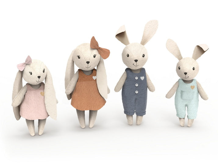 Ens. figurines famille lapin