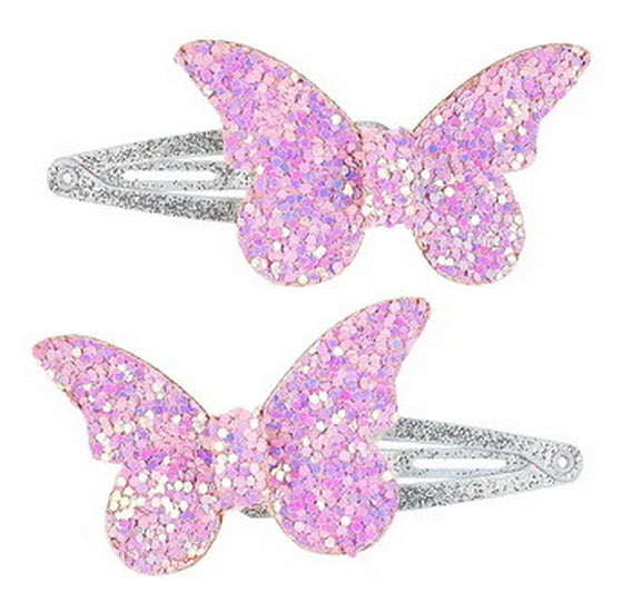 Barettes papillon rose 2 pcs